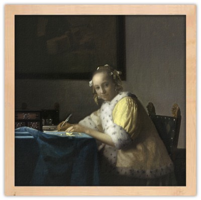 Houseart A Lady Writing, Johannes Vermeer, Διάσημοι ζωγράφοι, 40 x 40 εκ. Ύφασμα | Mediatex® Botticelli