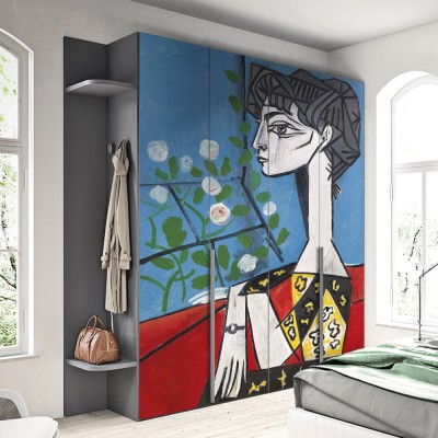 Houseart Jacqueline with flowers, Pablo Picasso, Διάσημοι ζωγράφοι, 100 x 100 εκ.