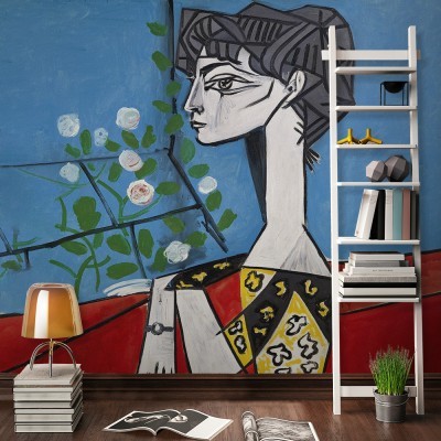 Houseart Jacqueline with flowers, Pablo Picasso, Διάσημοι ζωγράφοι, 100 x 100 εκ.
