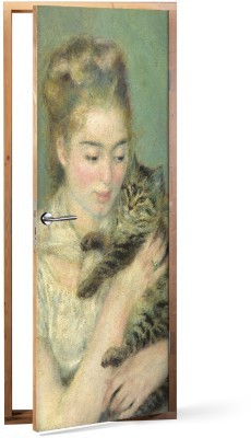 Houseart Woman with a Cat, Oil on canvas, Renoir Pierre Auguste, Διάσημοι ζωγράφοι, 60 x 170 εκ.
