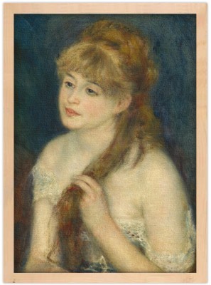 Houseart Young Woman Braiding Her Hair, Renoir Pierre Auguste, Διάσημοι ζωγράφοι, 15 x 20 εκ. Ύφασμα | Mediatex® Botticelli