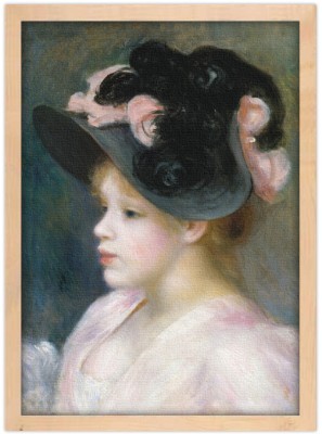 Young Girl in a Pink-and-Black Hat, Renoir Pierre Auguste, Διάσημοι ζωγράφοι, 15 x 20 εκ. Ύφασμα | Mediatex® Botticelli