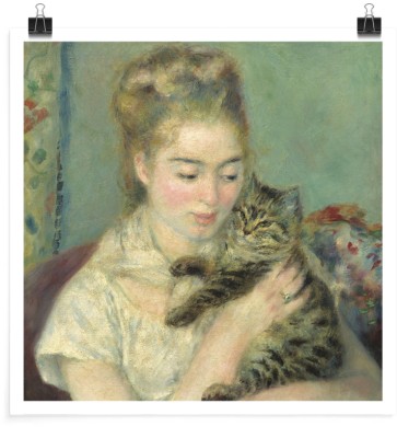 Houseart Woman with a Cat, 1875, Renoir Pierre Auguste, Διάσημοι ζωγράφοι, 20 x 20 εκ.
