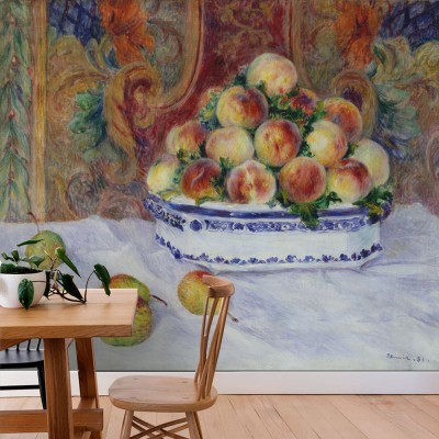 Still Life with Peaches, Oil on canvas, Renoir Pierre A
