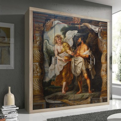Houseart Ο Προφήτης Ηλίας και ο άγγελος στην έρημο, 1626-28, Rubens Peter Paul, Διάσημοι ζωγράφοι, 100 x 100 εκ.