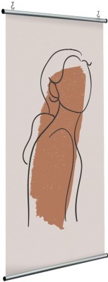 Πορτοκαλί πινελιά πάνω στην κοπέλα, Line Art, Διαχωριστικά Panel, 120 x 250 εκ.