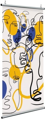 Πρόσωπα με κίτρινες και μπλε πινελιές, Line Art, Διαχωριστικά Panel, 120 x 250 εκ.