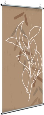 Λευκό περίγραμμα στο καφέ φόντο, Line Art, Διαχωριστικά Panel, 120 x 250 εκ.