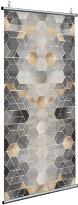 Γκρίζα εξάγωνα με χρυσό, Line Art, Διαχωριστικά Panel, 120 x 250 εκ.