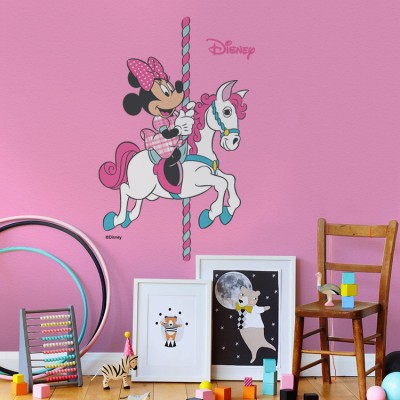 Houseart Minnie Mouse σε κινούμενο αλογάκι στο λούνα πάρκο, Παιδικά, Αυτοκόλλητα τοίχου, 40 x 62 εκ.