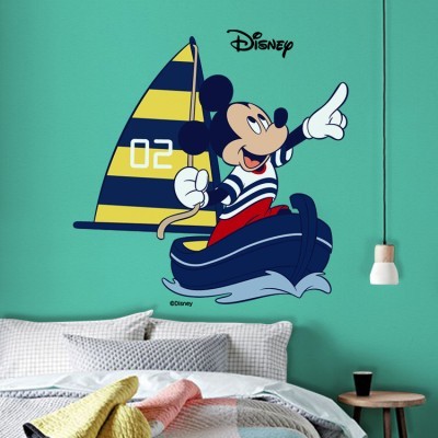Houseart Mickey Mouse σε ένα μικρό καραβάκι, Παιδικά, Αυτοκόλλητα τοίχου, 50 x 50 εκ.