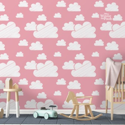 Ροζ ουρανός με συννεφάκια, Winnie the Pooh! Disney Ταπετσαρίες Τοίχου 100 x 100 cm (22037)