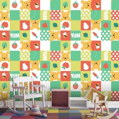 Μοτίβο με το Winnie και φρούτα! Disney Ταπετσαρίες Τοίχου 100 x 100 cm (27035)