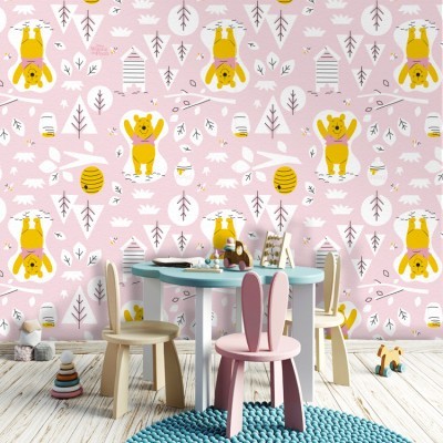 Pink Pattern, Winnie the Pooh, Παιδικά, Ταπετσαρίες Τοίχου, 100 x 100 εκ.