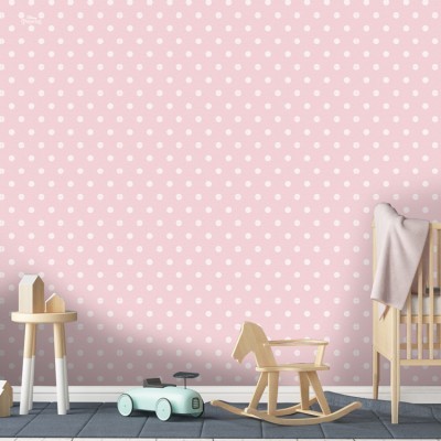 Ροζ πουά μοτίβο, Πριγκίπισσες!, Παιδικά, Ταπετσαρίες Τοίχου, 100 x 100 εκ.