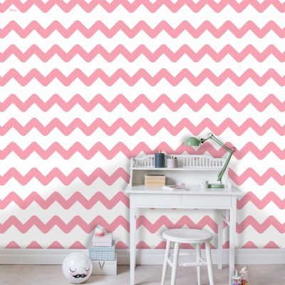 Pink Zig Zag Chevron, Mickey Mouse!, Παιδικά, Ταπετσαρίες Τοίχου, 100 x 100 εκ.