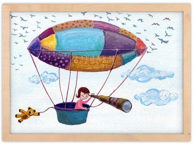 Κοριτσάκι στο αερόστατο, Παιδικά, Πίνακες σε καμβά, 20 x 15 εκ.
