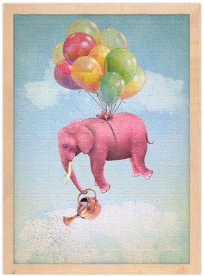 Ροζ ελεφαντάκι πετάει! Παιδικά Πίνακες σε καμβά 58 x 45 cm (11379)