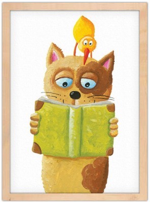 Γατούλα διαβάζει βιβλίο, Παιδικά, Πίνακες σε καμβά, 15 x 20 εκ.