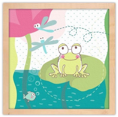 Βάτραχος σε λίμνη, Παιδικά, Πίνακες σε καμβά, 40 x 40 εκ.