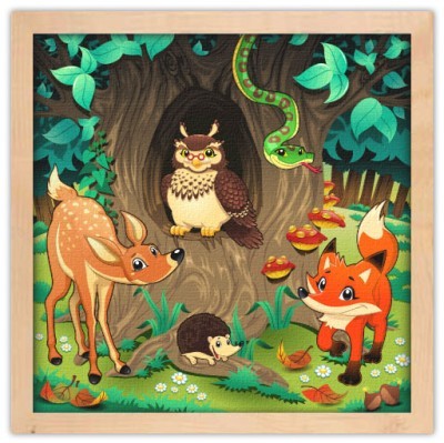 Ζώα του δάσους, Παιδικά, Πίνακες σε καμβά, 40 x 40 εκ.