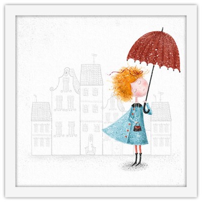 Κορίτσι με ομπρέλα, Παιδικά, Πίνακες σε καμβά, 40 x 40 εκ.