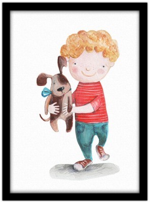 Αγόρι με σκυλάκι, Παιδικά, Πίνακες σε καμβά, 20 x 30 εκ.