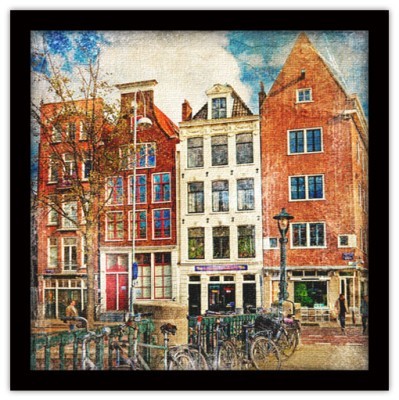 Σπίτια στο Άμστερνταμ, Πόλεις – Ταξίδια, Πίνακες σε καμβά, 40 x 40 εκ. (37913)