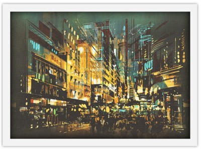 Νυχτερινό Φόντο Πόλεις – Ταξίδια Πίνακες σε καμβά 41 x 60 cm (37976)