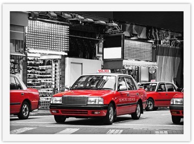 Κόκκινα ταξί στο Χονγκ Κονγκ Πόλεις – Ταξίδια Πίνακες σε καμβά 30 x 20 εκ. (44797)