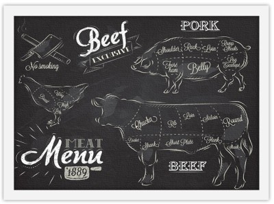 Meat Menu, Φαγητό, Πίνακες σε καμβά, 30 x 20 εκ.