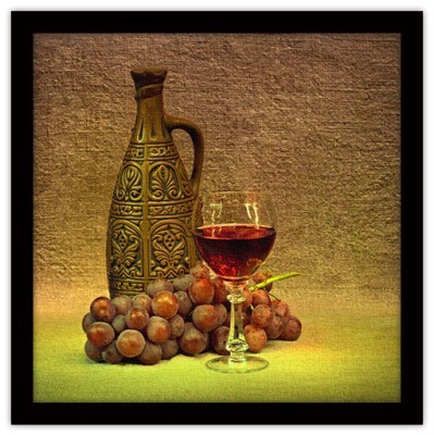 Κόκκινο κρασί με σταφύλι Φαγητό Πίνακες σε καμβά 50 x 50 cm (12847)