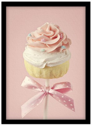 Ροζ cupcake, Φαγητό, Πίνακες σε καμβά, 20 x 30 εκ.