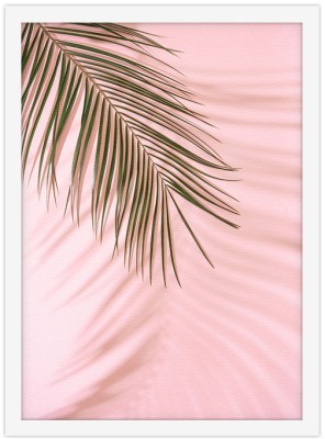 Φύλλο φοίνικα σε ροζ τοίχο Φύση Πίνακες σε καμβά 20 x 30 εκ. (44808)