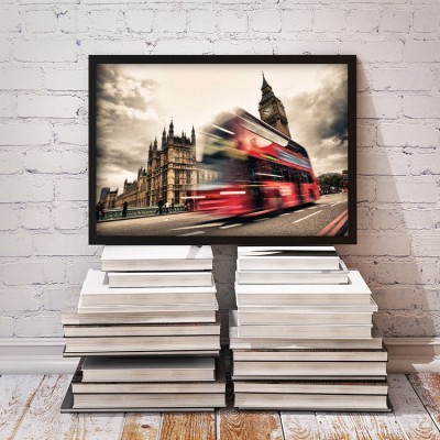 Κόκκινο λεωφορείο του Λονδίνου Vintage Πίνακες σε καμβά 40 x 60 cm (12548)