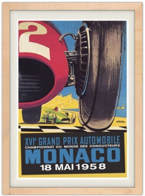 Παλιά πόστερς grand prix Vintage Πίνακες σε καμβά 64 x 45 cm (9050)