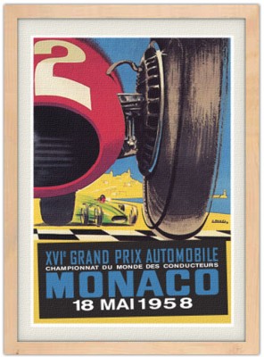 Παλιά πόστερς grand prix, Vintage, Πίνακες σε καμβά, 15 x 20 εκ.