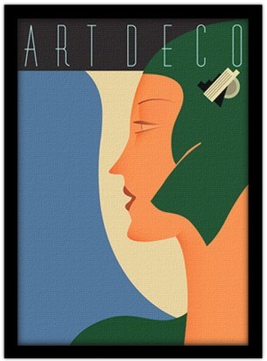 Art deco γυναίκα με πράσινα μαλλιά, Vintage, Πίνακες σε καμβά, 15 x 20 εκ.