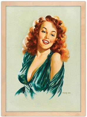 Pin up γυναίκα κοκκινομάλλα Vintage Πίνακες σε καμβά 56 x 45 cm (10399)