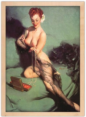 Pin up γυμνή γυναίκα, Vintage, Πίνακες σε καμβά, 15 x 20 εκ.