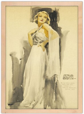 Pin up γυναίκα με λευκό φόρεμα, Vintage, Πίνακες σε καμβά, 15 x 20 εκ.