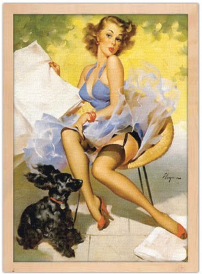 Pin up γυναίκα με αέρινο φόρεμα, Vintage, Πίνακες σε καμβά, 15 x 20 εκ.