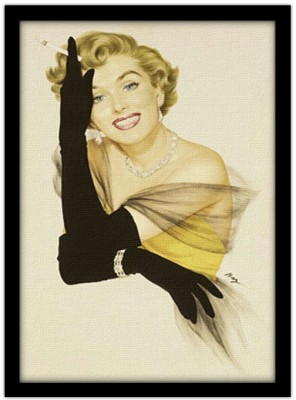 Pin up γυναίκα με μαύρα γάντια, Vintage, Πίνακες σε καμβά, 15 x 20 εκ.