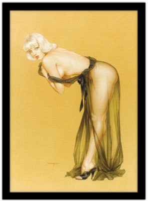 Pin up γυναίκα με διαφανές φόρεμα, Vintage, Πίνακες σε καμβά, 15 x 20 εκ.