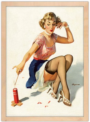 Pin up χαριτωμένη γυναίκα, Vintage, Πίνακες σε καμβά, 15 x 20 εκ.