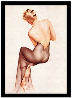 Pin up γυναίκα με γυμνή πλάτη, Vintage, Πίνακες σε καμβά, 15 x 20 εκ.