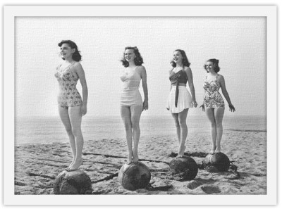 Ασπρόμαυρη Φωτογραφία Κοριτσιών, Vintage, Πίνακες σε καμβά, 20 x 15 εκ.
