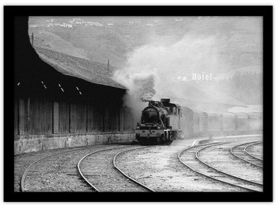 Ατμοκίνητο τρένο εξέρχεται από τη Βαυαρία Vintage Πίνακες σε καμβά 44 x 60 cm (10368)