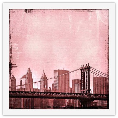 Ροζ ουρανός στην Νέα Υόρκη, Vintage, Πίνακες σε καμβά, 40 x 40 εκ. (44756)