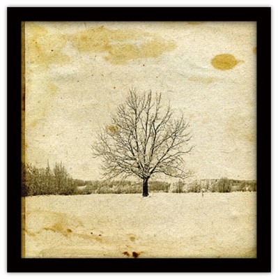 Δένδρο πάνω σε παλαιωμένο χαρτί Vintage Πίνακες σε καμβά 50 x 50 cm (10038)
